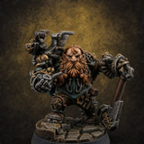 Arms Raised Bellowing Dwarf Artificer — painted concept preview (miniature supplied unpainted)