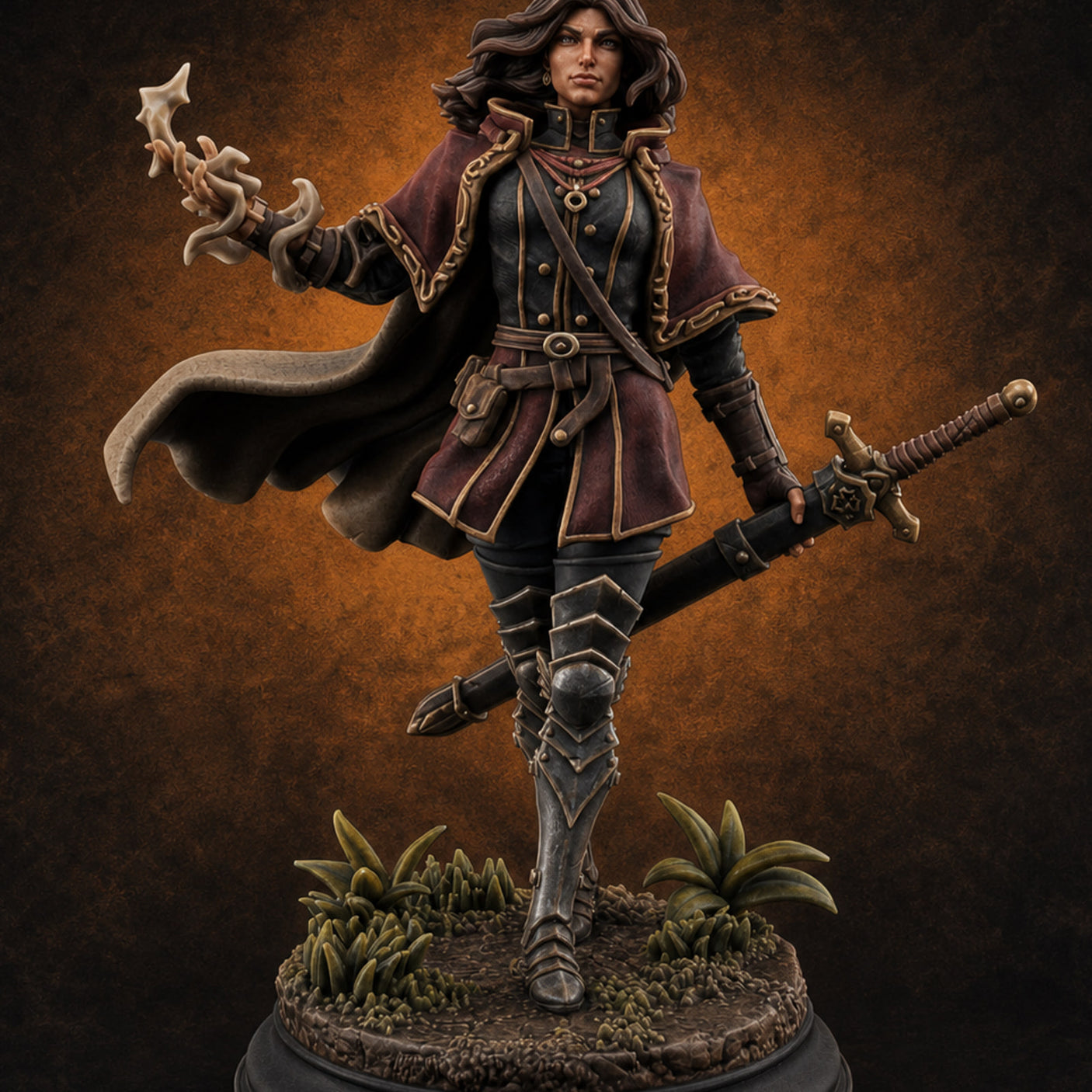 Wand Twirling Sword Drawing Human Spellsword — painted concept preview (miniature supplied unpainted)