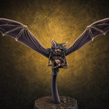 Bat Riding Gnome Courier Miniature for Dungeons and Dragons, Pathfinder or other TTRPGs