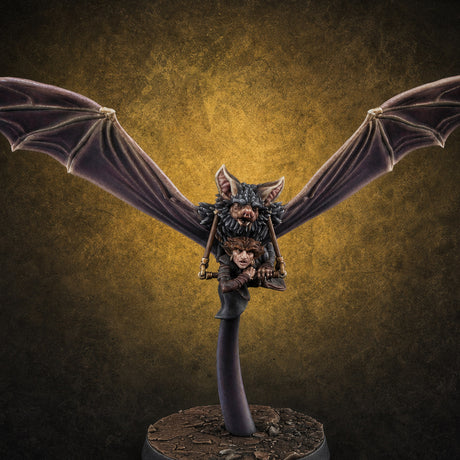 Bat Riding Gnome Courier Miniature for Dungeons and Dragons, Pathfinder or other TTRPGs