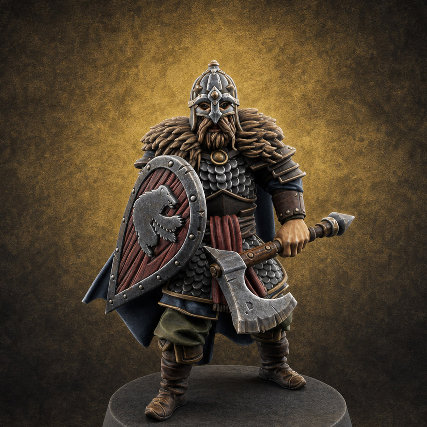 Scale-Clad Axe-Wielding Northern Warrior D Miniature for Dungeons and Dragons, Pathfinder or other TTRPGs