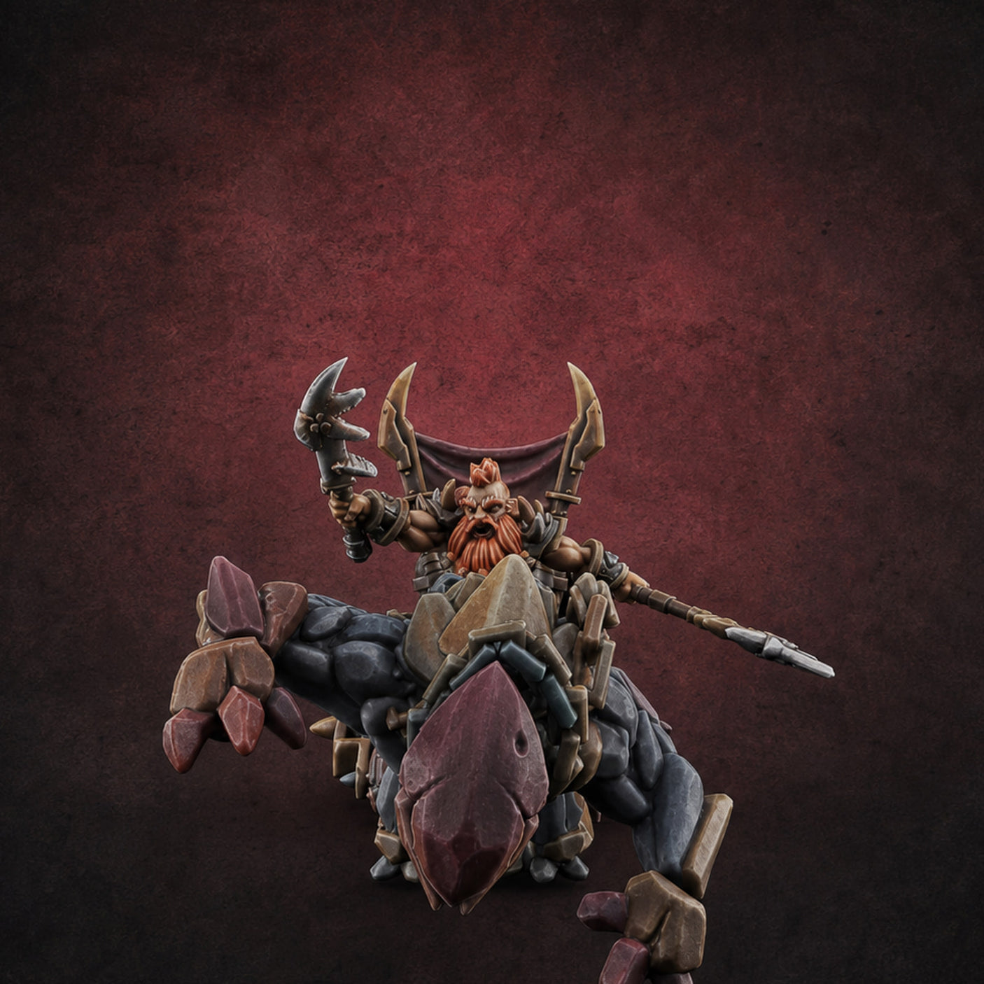 Storming Forward Dwarf Siege Troops A — painted concept preview (miniature supplied unpainted)
