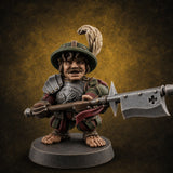 Feather Flourishing Halfling Halberdiers A Miniature for Dungeons and Dragons, Pathfinder or other TTRPGs