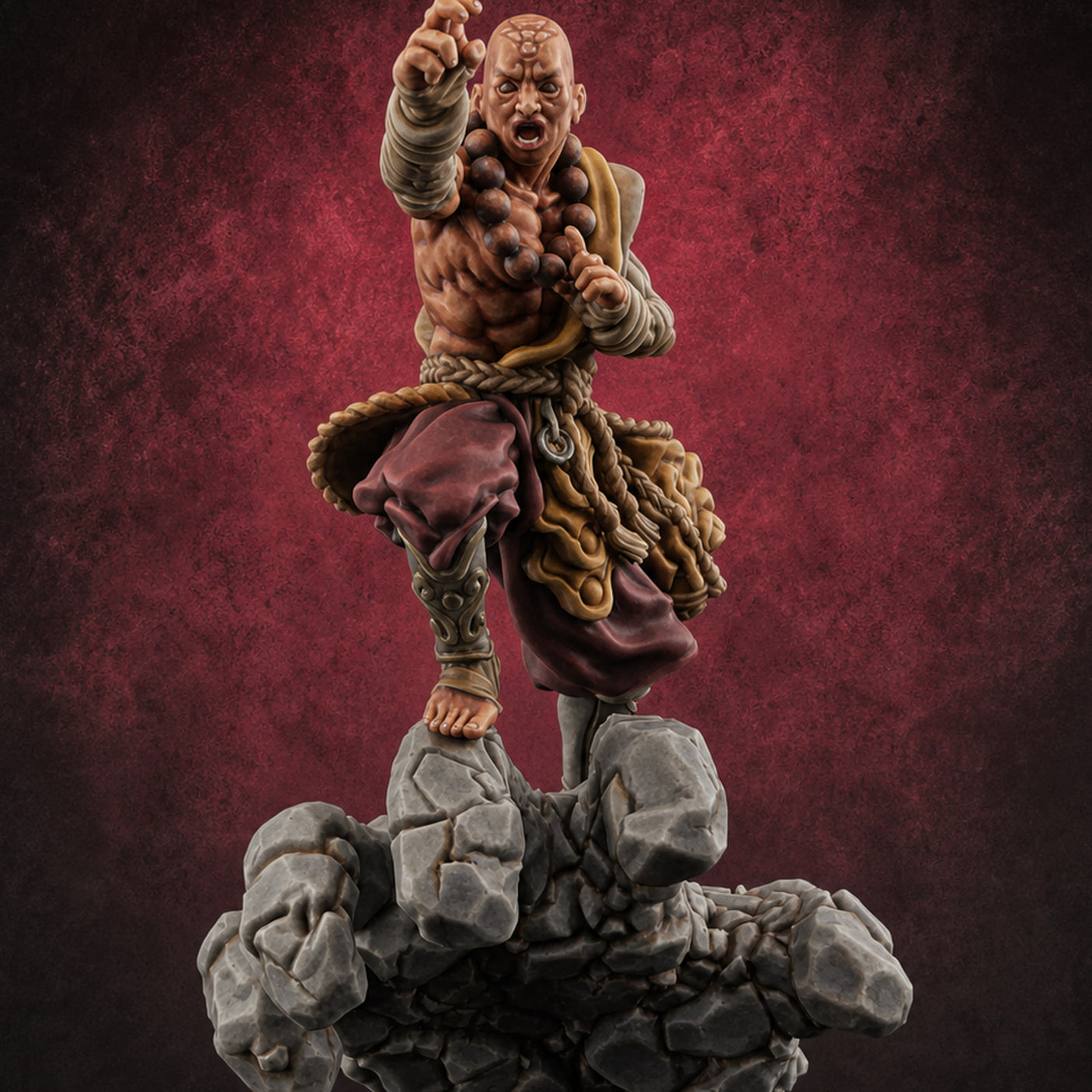 Fists Clenched Shouting Human Elemental Monk — painted concept preview (miniature supplied unpainted)