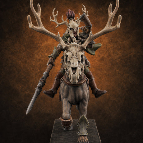 Antlered Cavalry Charging Wild Hunt Rider H — painted concept preview (miniature supplied unpainted)