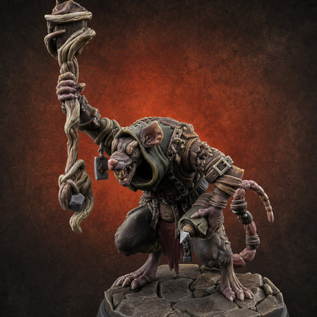 Staff Held High Ratfolk Priest — painted concept preview (miniature supplied unpainted)