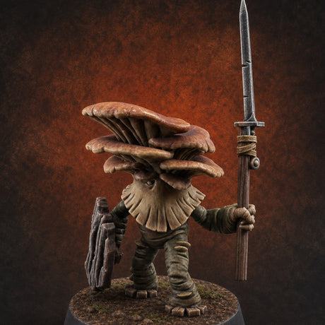 Spore Spearing Mushroom Warrior A Miniature for Dungeons and Dragons, Pathfinder or other TTRPGs