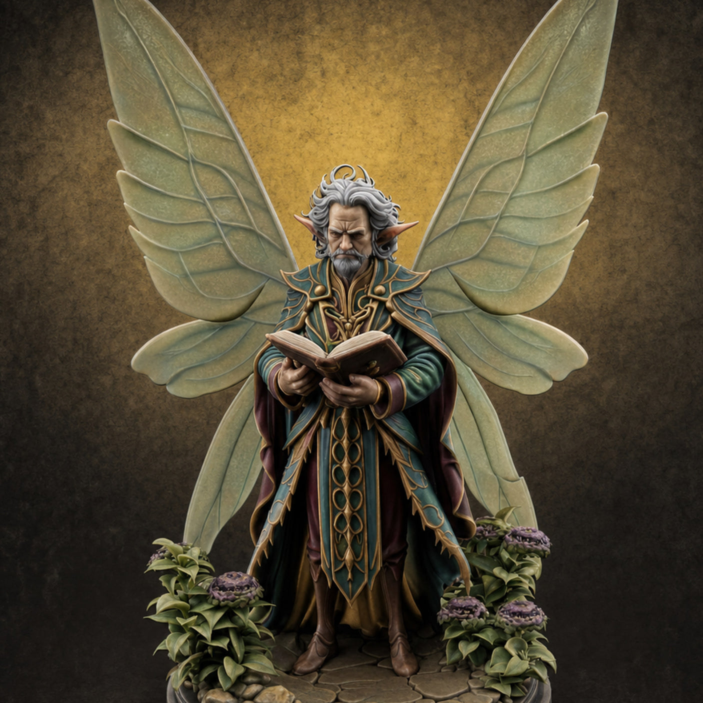 Scripture Clutching Fey Lord — painted concept preview (miniature supplied unpainted)