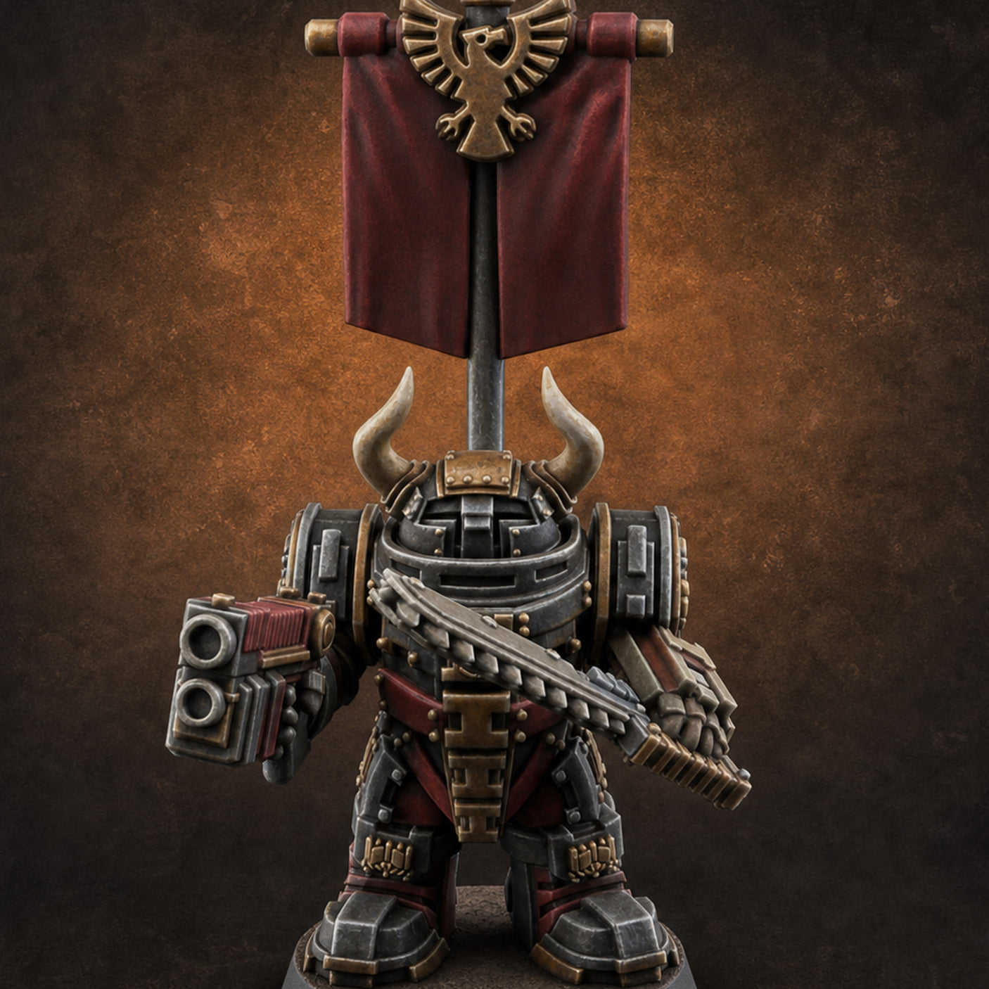 Fully Armoured Space Dwarf Troopers B — painted concept preview (miniature supplied unpainted)