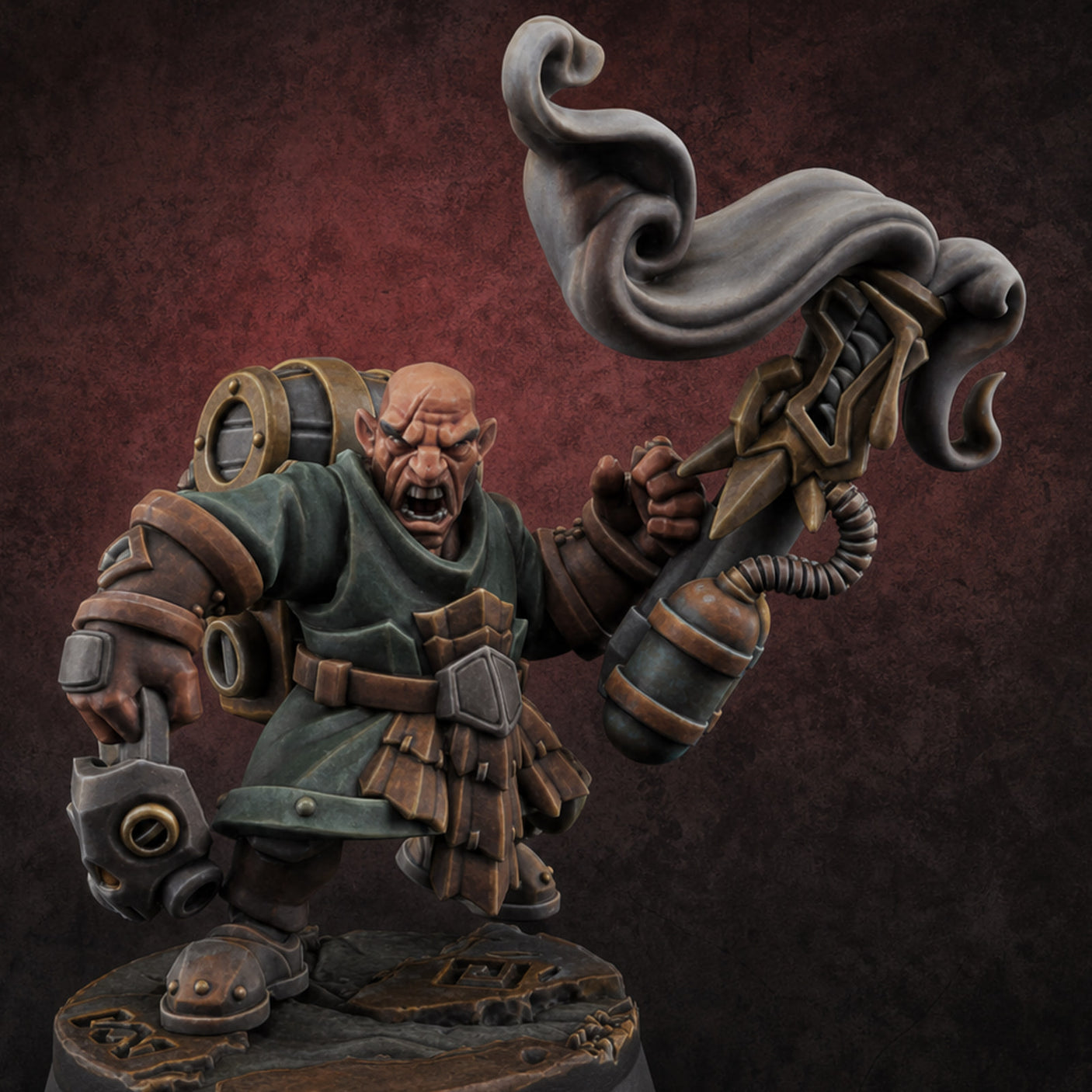 Clicking and Whirring Dwarf Artificers F Miniature for Dungeons and Dragons, Pathfinder or other TTRPGs