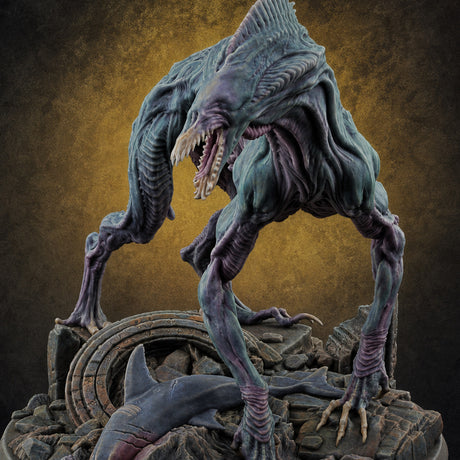 Coiled Over Wreckage R'yleh Sentinel Miniature for Dungeons and Dragons, Pathfinder or other TTRPGs