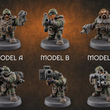Both Barrels Blazing Space Dwarf Soldiers — painted concept preview (miniature supplied unpainted)
