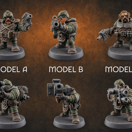 Both Barrels Blazing Space Dwarf Soldiers — painted concept preview (miniature supplied unpainted)