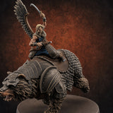 Saber Slashing Hussar Bear Rider Miniature for Dungeons and Dragons, Pathfinder or other TTRPGs