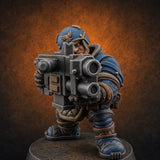 Both Barrels Blazing Space Dwarf Soldiers F — painted concept preview (miniature supplied unpainted)