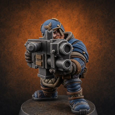Both Barrels Blazing Space Dwarf Soldiers F — painted concept preview (miniature supplied unpainted)