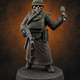 Gas-Masked Trenchcoated Skeleton Trooper E Miniature for Dungeons and Dragons, Pathfinder or other TTRPGs