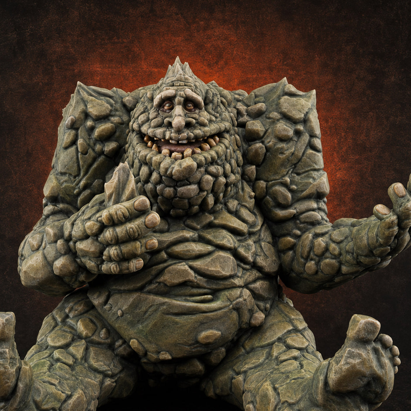 Palms Out Bellowing Happy Troll Miniature for Dungeons and Dragons, Pathfinder or other TTRPGs