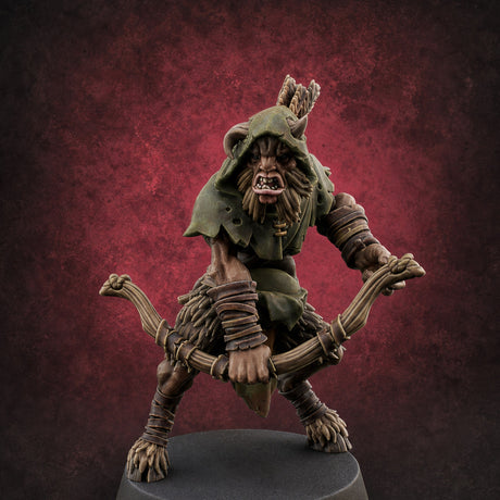 Nocking And Loosing Satyr Archer C Miniature for Dungeons and Dragons, Pathfinder or other TTRPGs