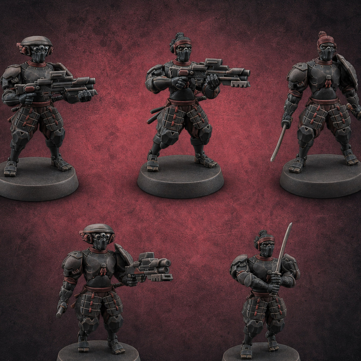 Locked And Loaded Cyber Ninjas — painted concept preview (miniature supplied unpainted)