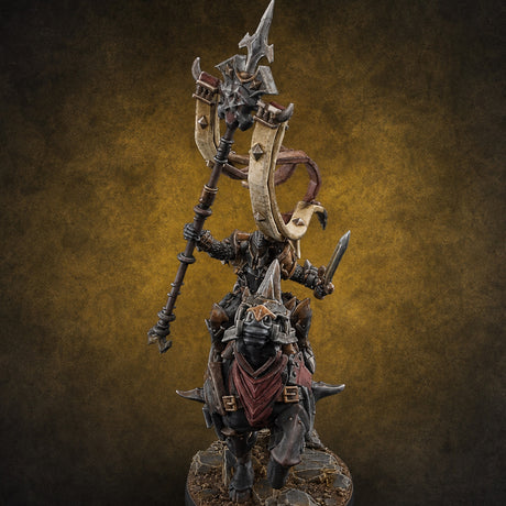 Fist Raised Triumphant War Stallion Warlord D — painted concept preview (miniature supplied unpainted)