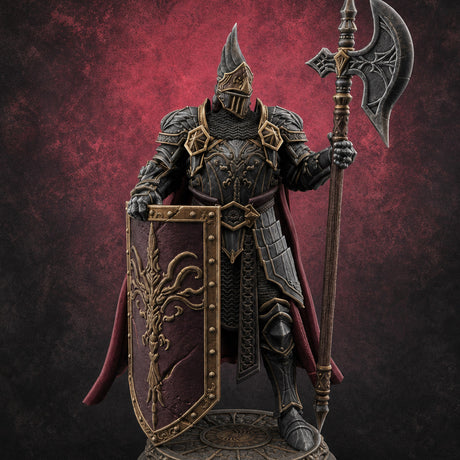 Halberd Hoisting Shield Bearing Human Knight Miniature for Dungeons and Dragons, Pathfinder or other TTRPGs