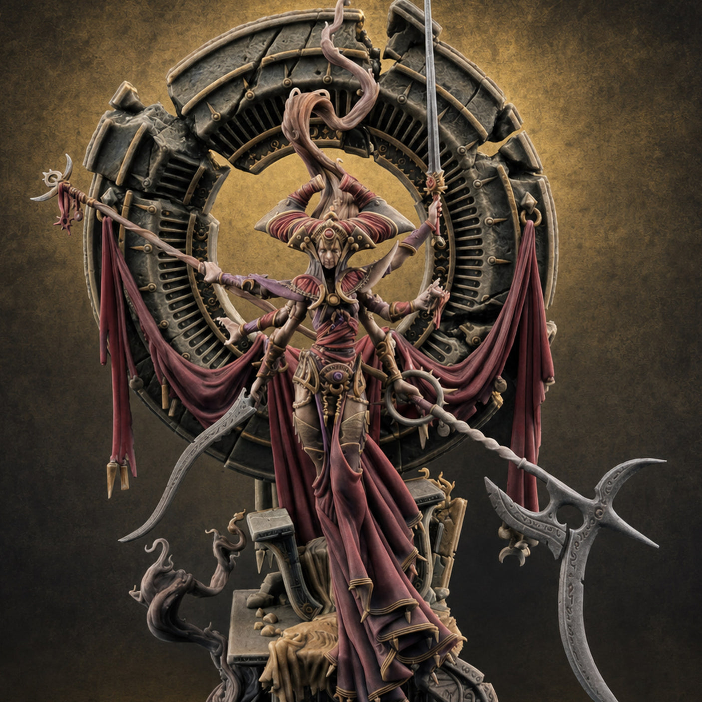 Ascending Through Chaos Marilith Warlord Miniature for Dungeons and Dragons, Pathfinder or other TTRPGs