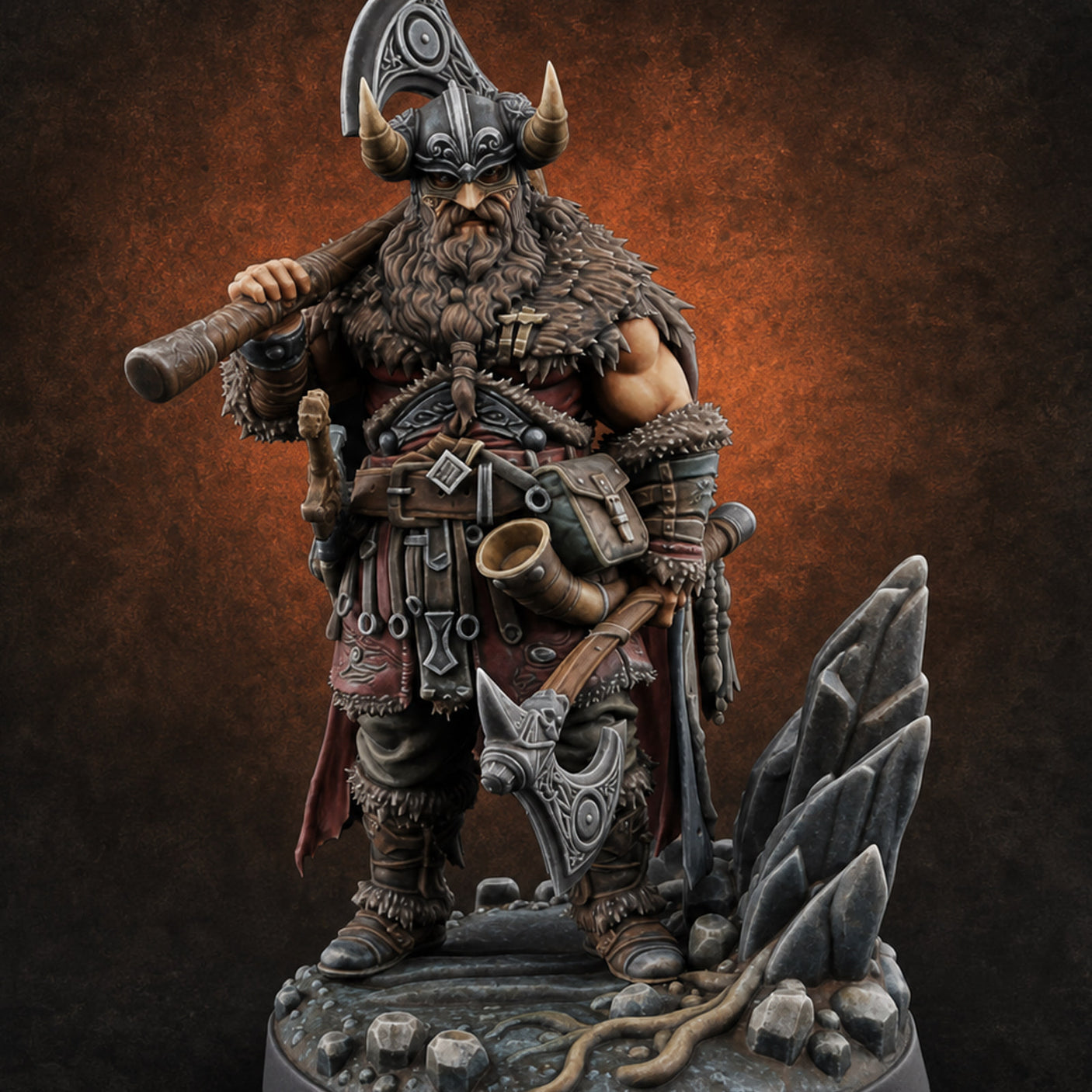 Shoulder To The Grindstone Northern Warlord Miniature for Dungeons and Dragons, Pathfinder or other TTRPGs