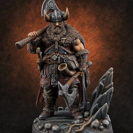 Shoulder To The Grindstone Northern Warlord Miniature for Dungeons and Dragons, Pathfinder or other TTRPGs