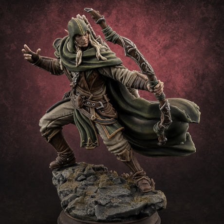 Lunging Forward Elf Ranger Miniature for Dungeons and Dragons, Pathfinder or other TTRPGs