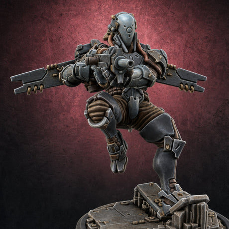 Gun Toting Leaping Warforged Trooper I Miniature for Dungeons and Dragons, Pathfinder or other TTRPGs