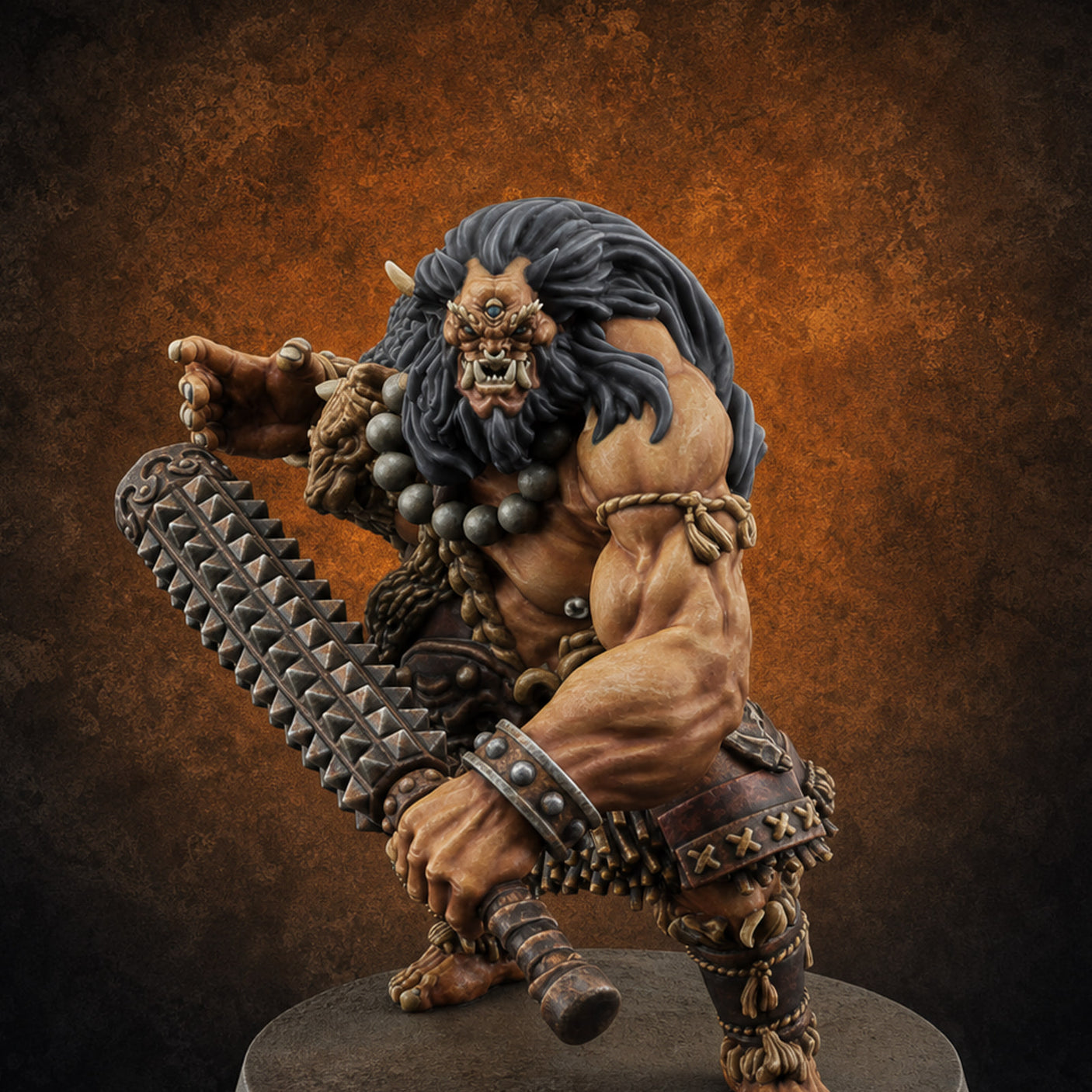 Club Swinging Brutish Ogre B Miniature for Dungeons and Dragons, Pathfinder or other TTRPGs