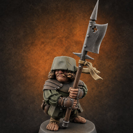 Feather Flourishing Halfling Halberdiers D — painted concept preview (miniature supplied unpainted)