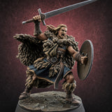 Sword and Board Northman Fighter Miniature for Dungeons and Dragons, Pathfinder or other TTRPGs