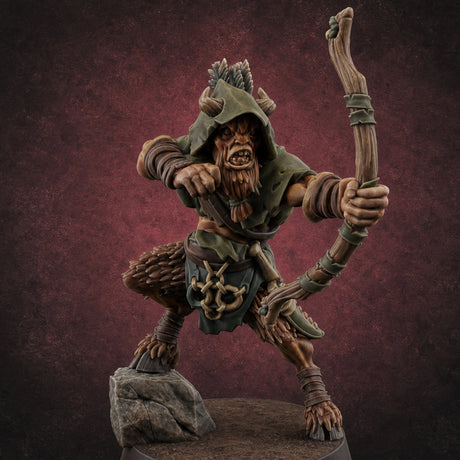 Nocking And Loosing Satyr Archer D Miniature for Dungeons and Dragons, Pathfinder or other TTRPGs