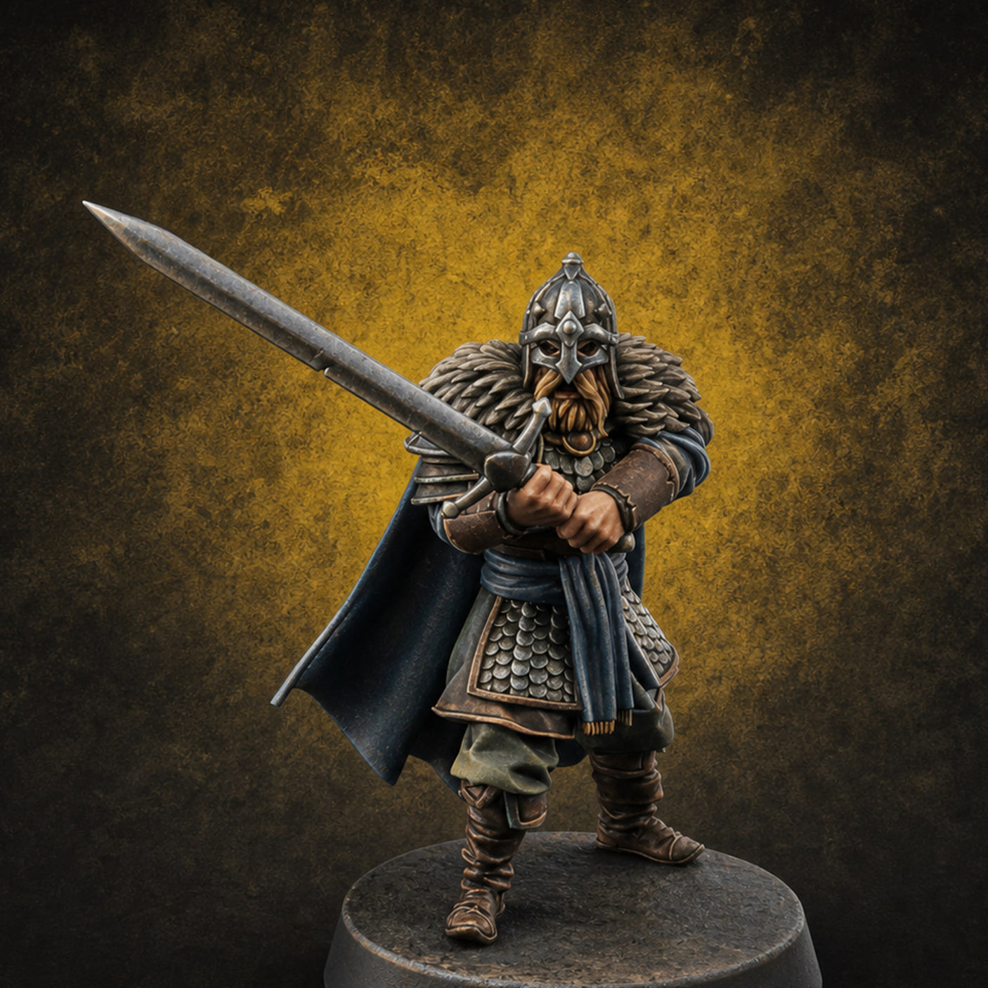 Scale-Clad Sword-Raising Northern Warrior D Miniature for Dungeons and Dragons, Pathfinder or other TTRPGs