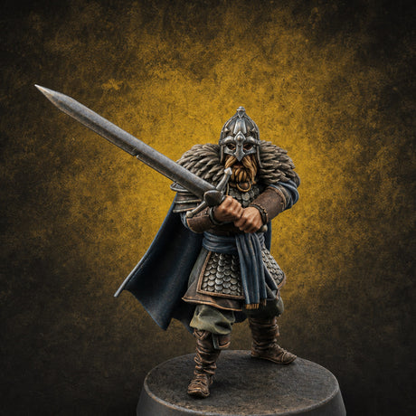 Scale-Clad Sword-Raising Northern Warrior D Miniature for Dungeons and Dragons, Pathfinder or other TTRPGs
