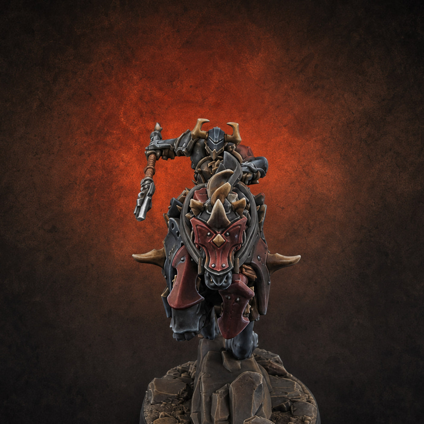 Fist Raised Triumphant War Stallion Warlord B — painted concept preview (miniature supplied unpainted)