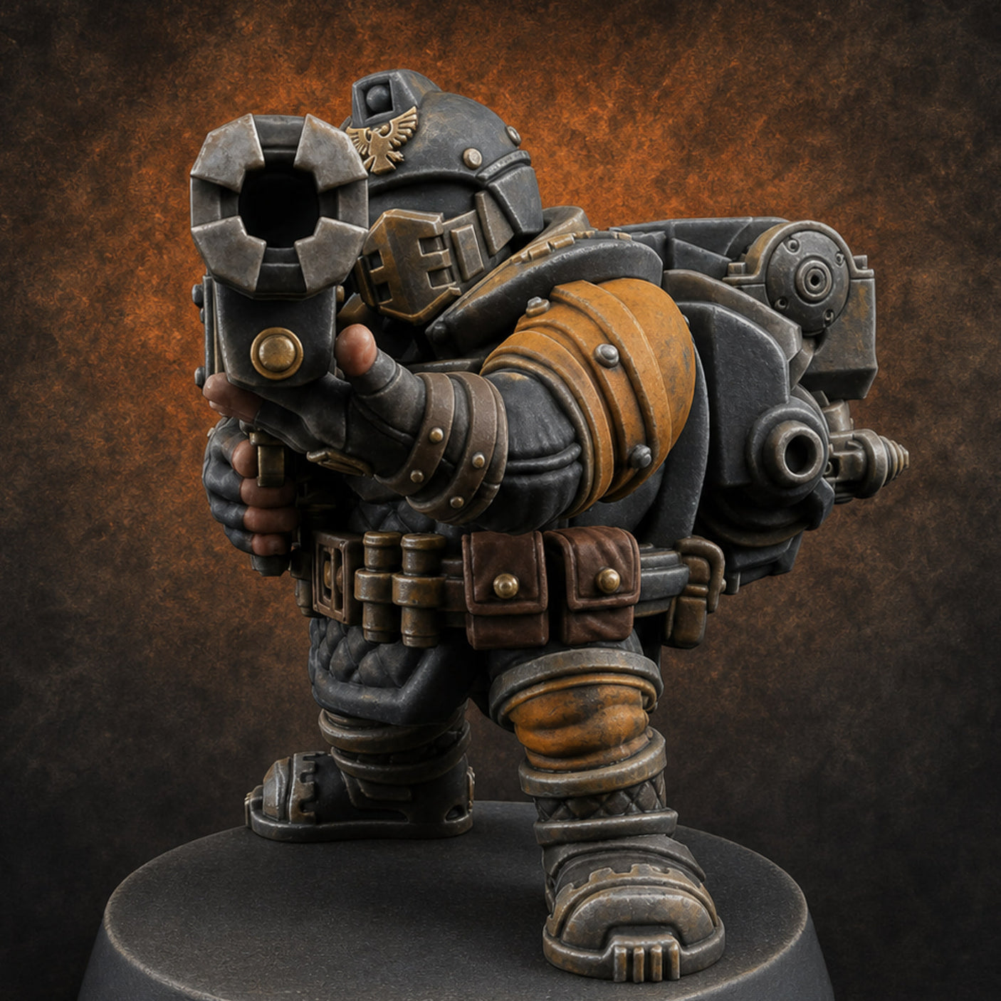Both Barrels Blazing Space Dwarf Soldiers D — painted concept preview (miniature supplied unpainted)