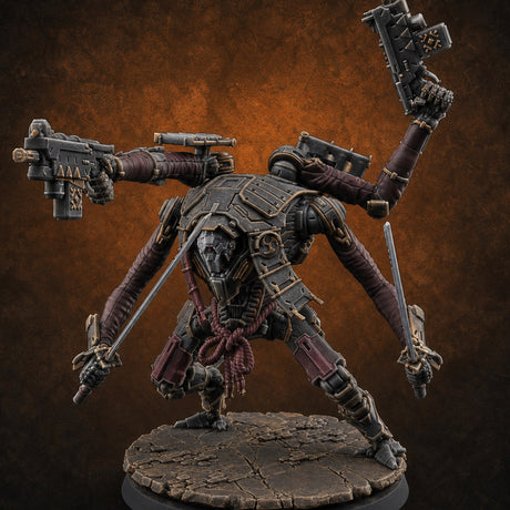 Multi Armed Slashing Automaton Warrior B — painted concept preview (miniature supplied unpainted)