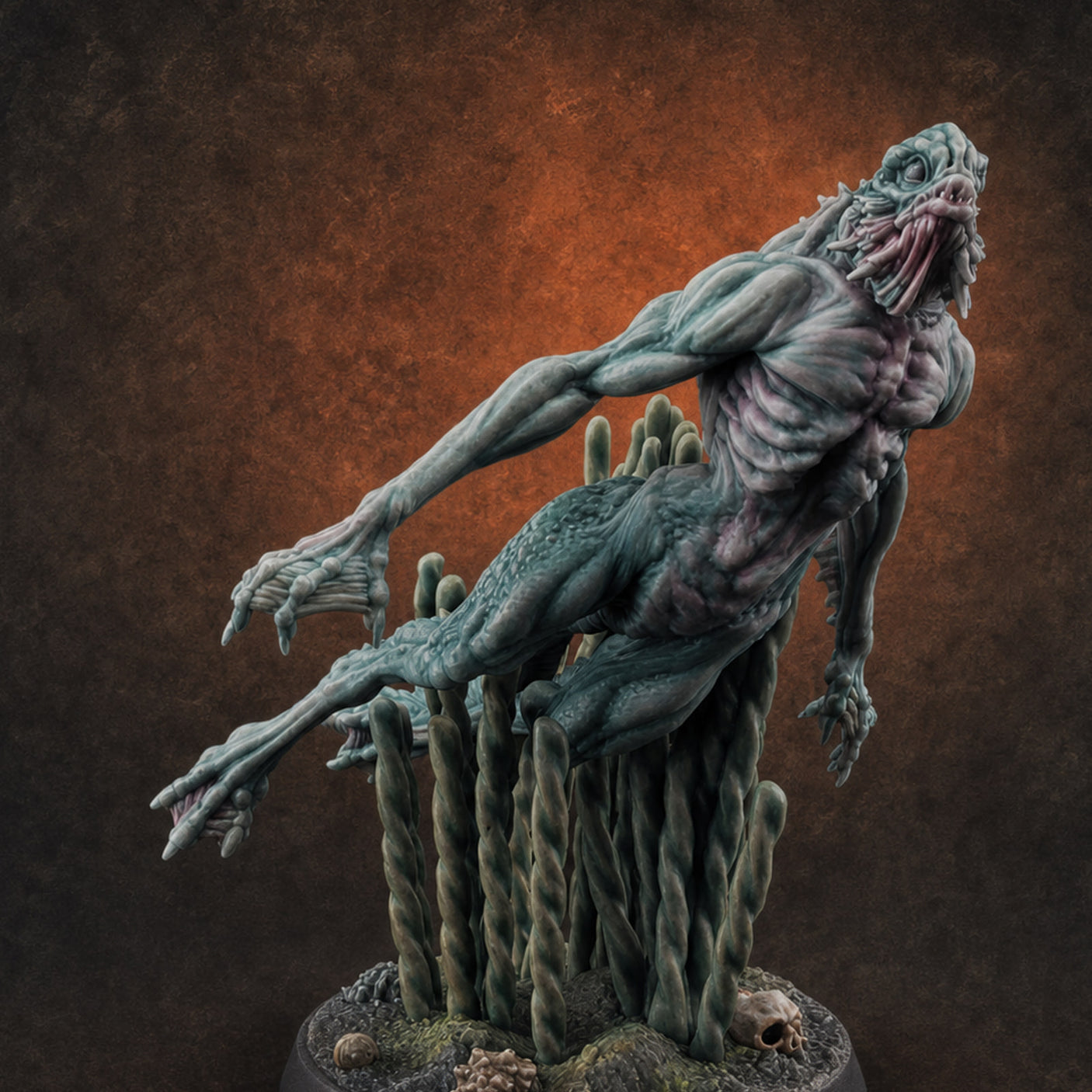 Arms Splayed Howling Deep One Brutes D Miniature for Dungeons and Dragons, Pathfinder or other TTRPGs