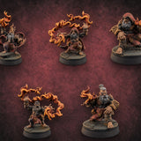 Flames Towering Skyward Dwarf Fire Casters Miniature for Dungeons and Dragons, Pathfinder or other TTRPGs