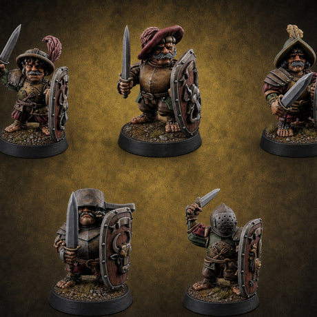 Defending Halfling Warriors Miniature for Dungeons and Dragons, Pathfinder or other TTRPGs