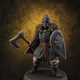 Scale-Clad Axe-Wielding Northern Warrior A Miniature for Dungeons and Dragons, Pathfinder or other TTRPGs
