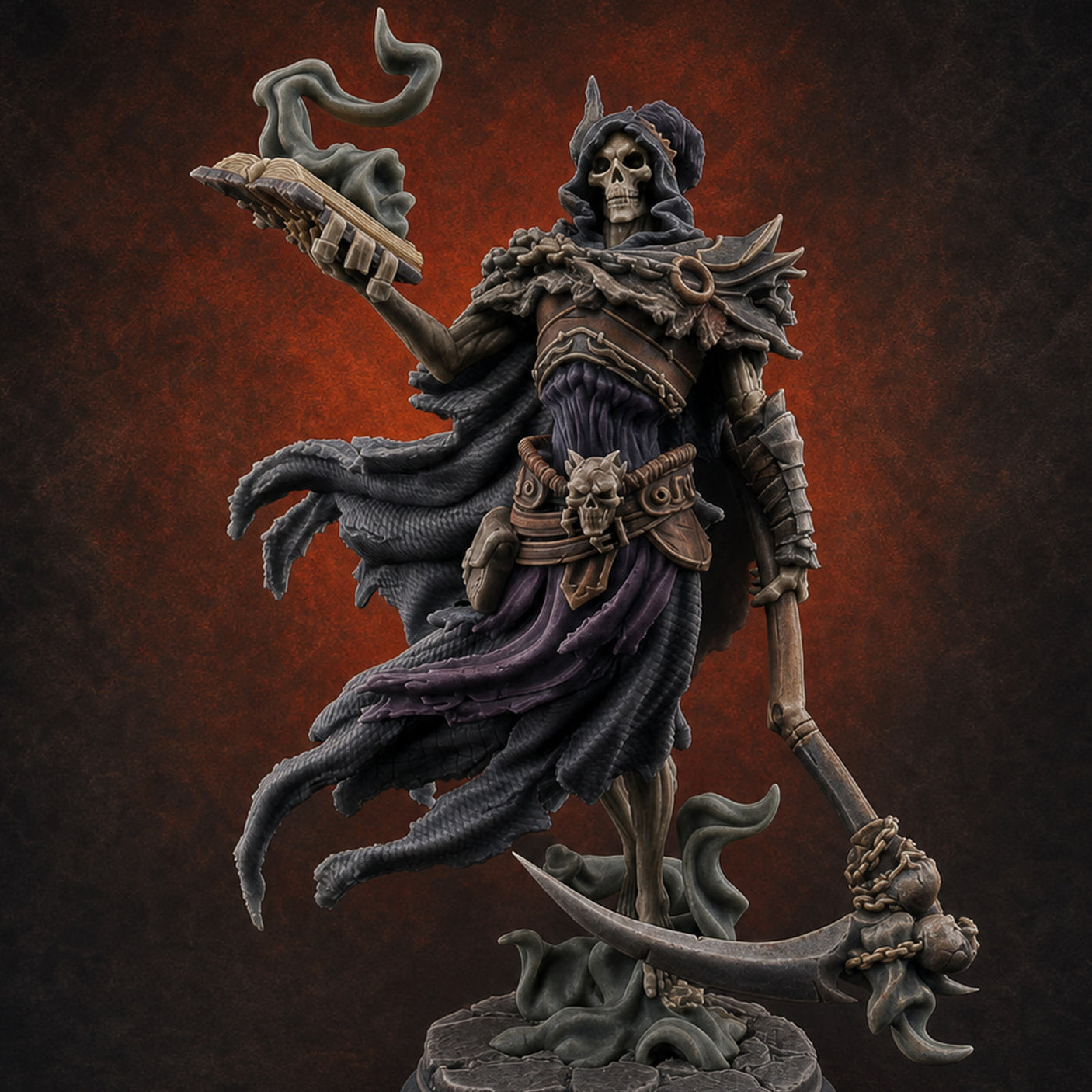 Spellbook Smoking Lich Necromancer Miniature for Dungeons and Dragons, Pathfinder or other TTRPGs