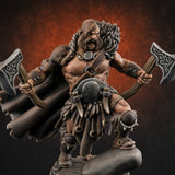 Axes Held High Barbarian Warchief — painted concept preview (miniature supplied unpainted)