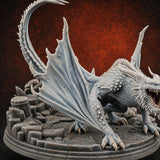 Jaws Wide Roaring White Dragon — painted concept preview (miniature supplied unpainted)