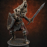 Crown Wearing Sword Thrusting Skeleton King — painted concept preview (miniature supplied unpainted)