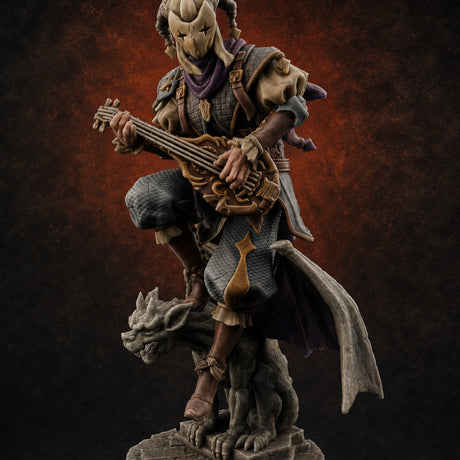 Strumming Astride Gargolye Bard Miniature for Dungeons and Dragons, Pathfinder or other TTRPGs