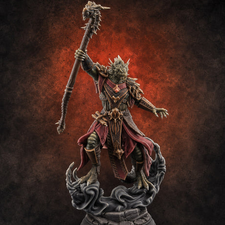 Staff Raising Dragonborn Sorcerer Miniature for Dungeons and Dragons, Pathfinder or other TTRPGs